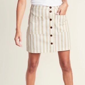 Old Navy Button Front Striped Mini Skirt Size 10 NWT